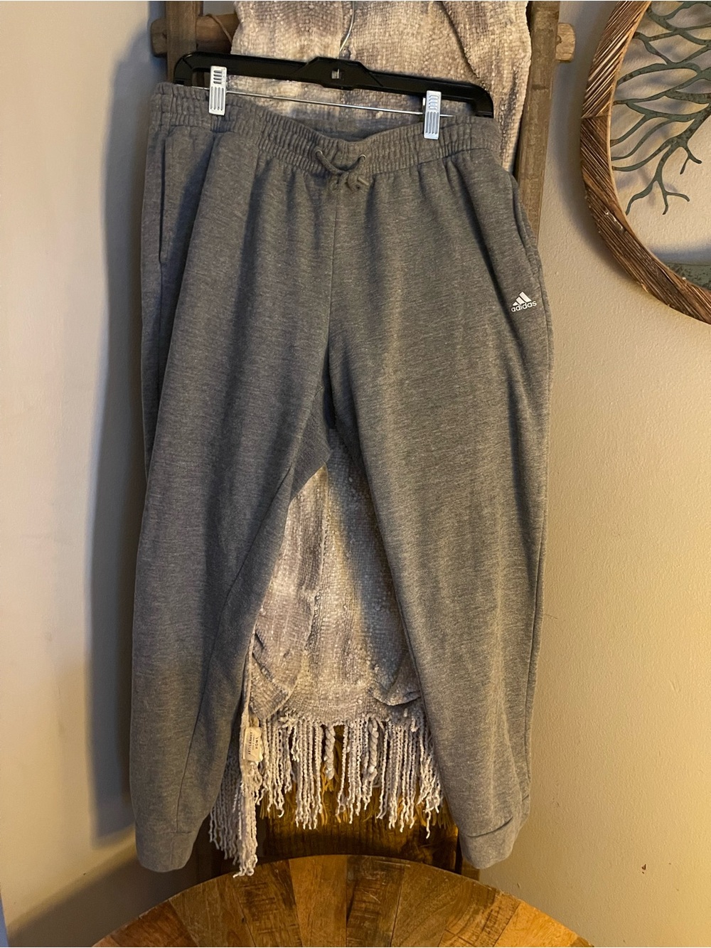 adidas Grey Men's Fleece Joggers with Elastic Waist